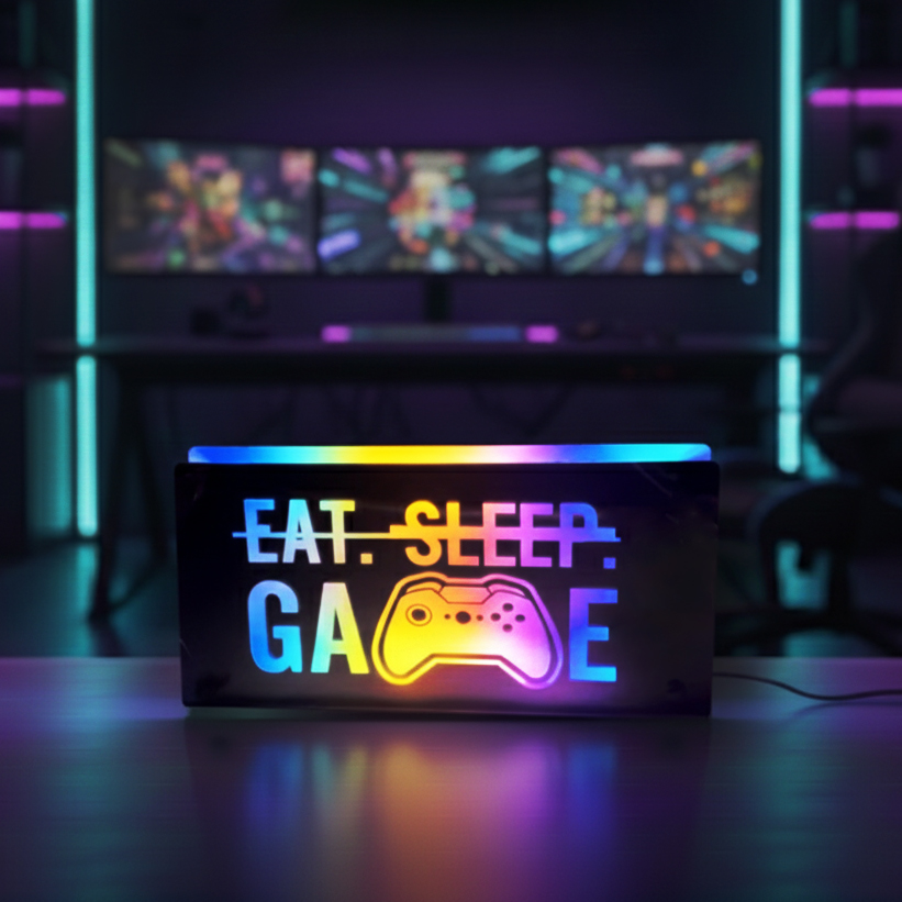 Eat Sleep Game Backlit Mirror