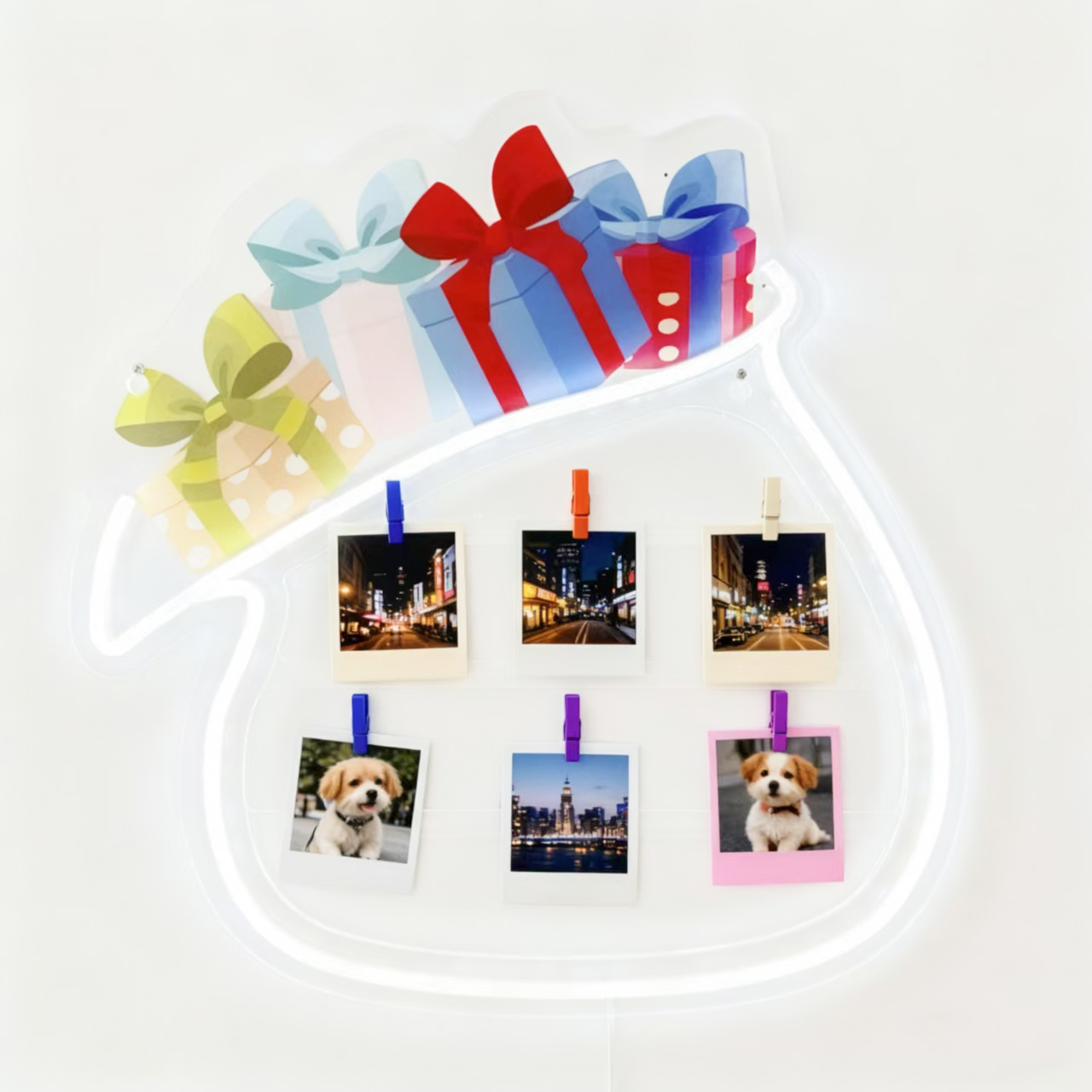 Christmas Gift Bag Neon Frame