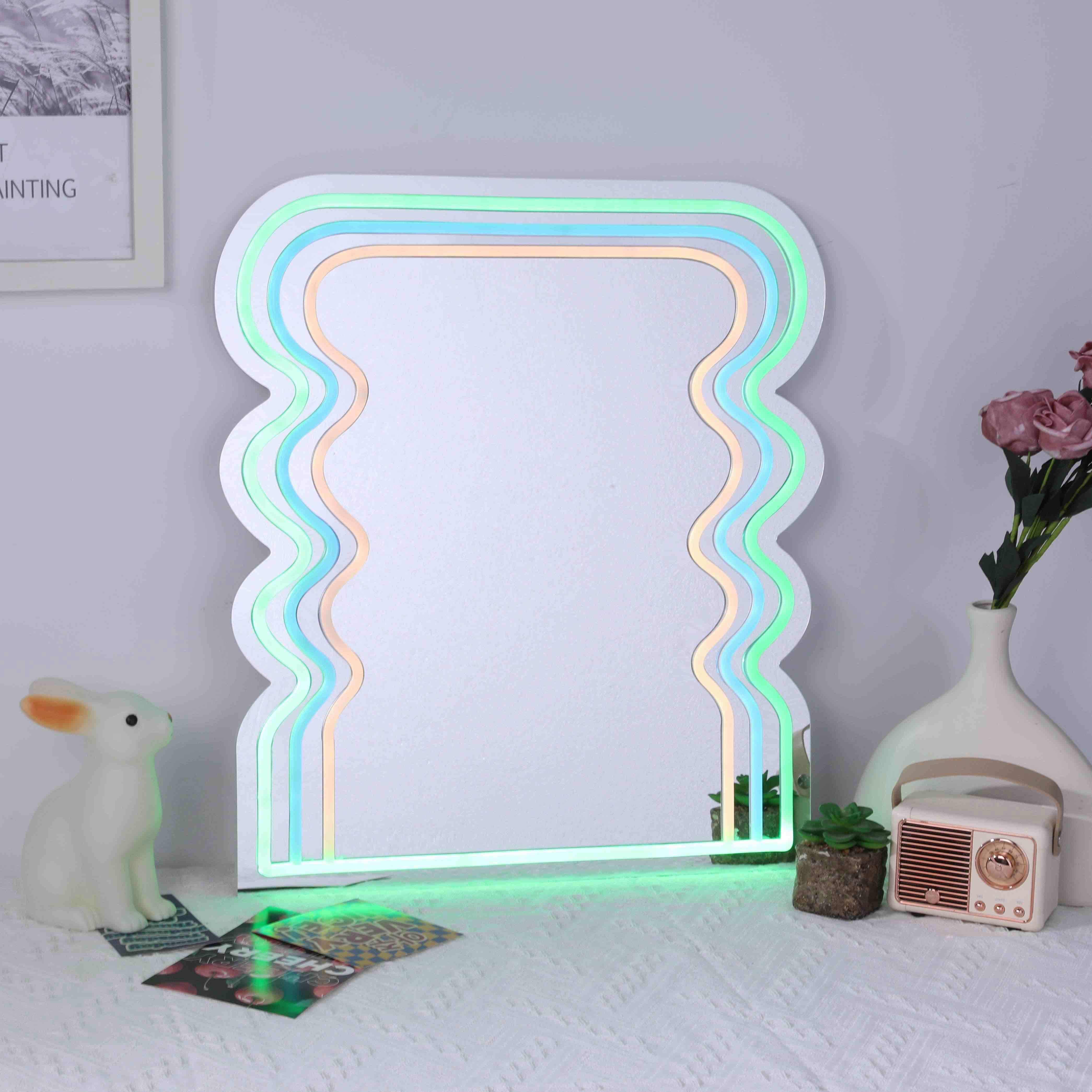 Wavy Neon Mirror