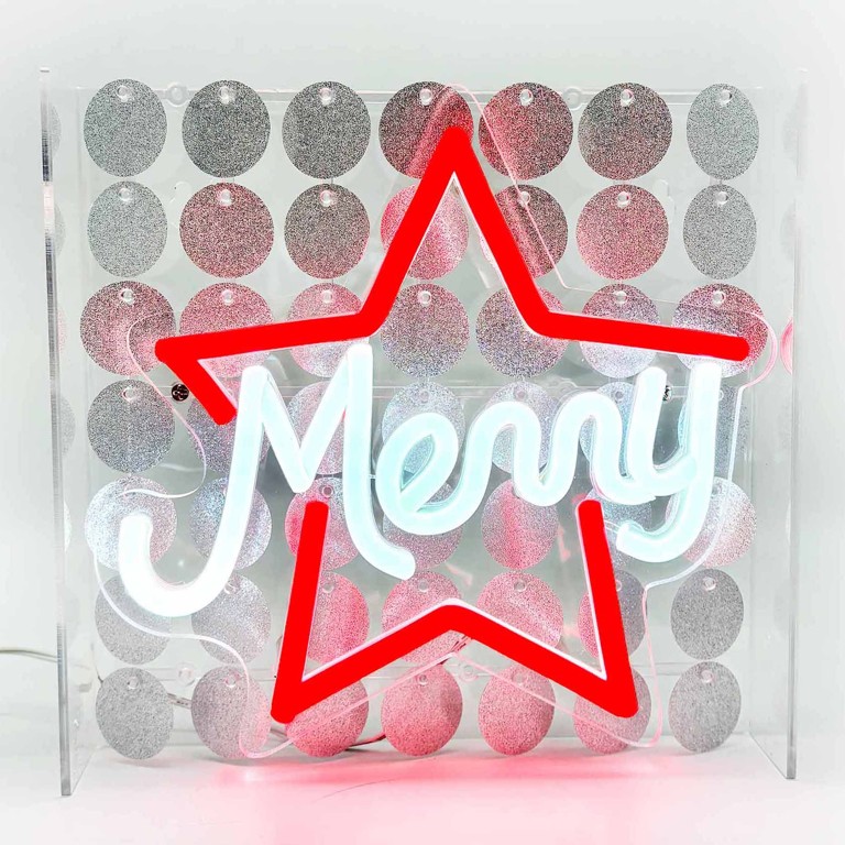 Merry Star Sequin Neon Box