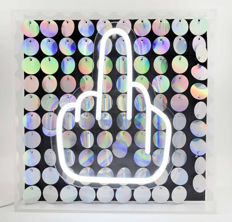 Fuck Gesture Sequin Neon Box