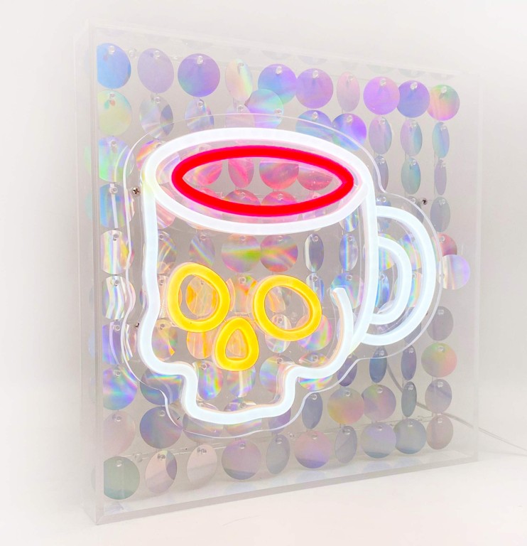 Skull Cup Sequin Neon Box