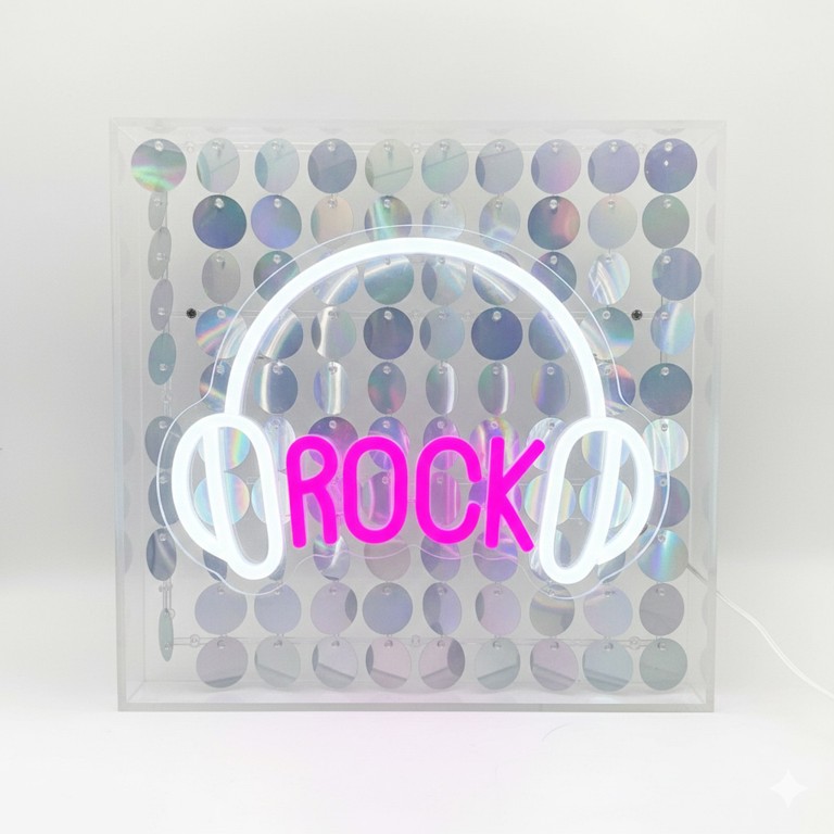 Rock Headphone Sequin Neon Box